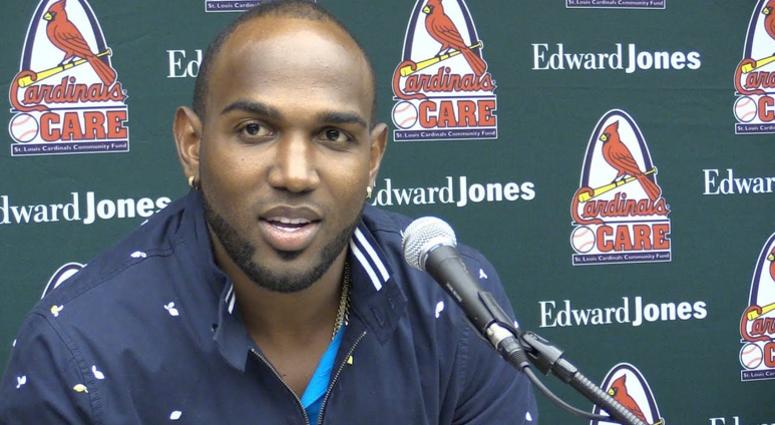 St. Louis Cardinals outfielder Marcell Ozuna talks to media St. Louis Cardinals outfielder Marcell Ozuna talks to media